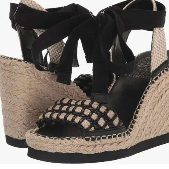 Vince Camuto Brisshel Sandal Blk/Natural Wedge Sandal NWT Size 6.5M - Picture 4 of 7